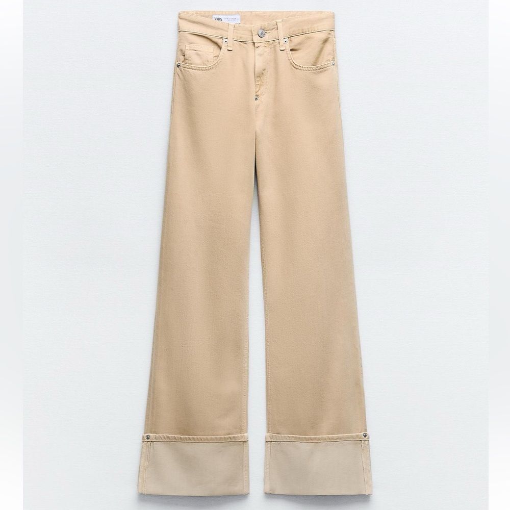 Zara TRF colored high waist cuffed jeans